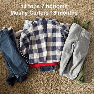 Mostly Carters Lot 14 tops and 7 bottoms size 18 months